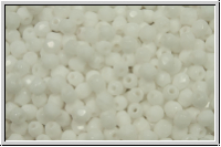 B�hm. Glasschliffperle, feuerpol., 3mm, white, alabaster, 50 Stk.
