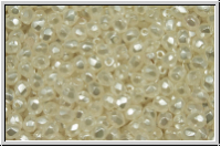 B�hm. Glasschliffperle, feuerpol., 3mm, crystal, trans., white pearl coated, 50 Stk.