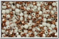 B�hm. Glasschliffperle, feuerpol., 3mm, white, op., half capri gold, 50 Stk.