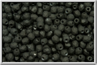 B�hm. Glasschliffperle, feuerpol., 3mm, black, op., matte, 50 Stk.