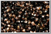 B�hm. Glasschliffperle, feuerpol., 3mm, black, op., half capri gold, 50 Stk.