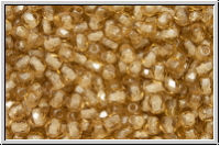 B�hm. Glasschliffperle, feuerpol., 3mm, topaz, lt. sm., trans., 50 Stk.