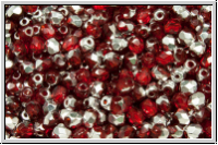 B�hm. Glasschliffperle, feuerpol., 3mm, siam, trans., half silver, 50 Stk.