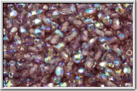B�hm. Glasschliffperle, feuerpol., 3mm, amethyst, med., trans., AB, 50 Stk.