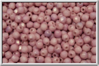 B�hm. Glasschliffperle, feuerpol., 3mm, white, op., rose marbled, 50 Stk.
