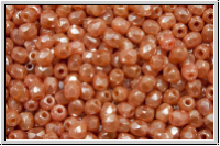 B�hm. Glasschliffperle, feuerpol., 3mm, pink, coral, op., luster, 50 Stk.