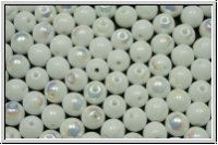 b�hm. Glasperle, rund, 6mm, white, op., AB, 25 Stk.