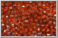 B�hm. Glasschliffperle, feuerpol., 3mm, orange, dk., trans., half valentinite, 50 Stk.