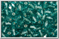 B�hm. Glasschliffperle, feuerpol., 4mm, blue, carribean, lt., trans., silver-ld., 50 Stk.