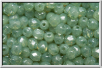 B�hm. Glasschliffperle, feuerpol., 4mm, white, opal, seafoam luster, 50 Stk.