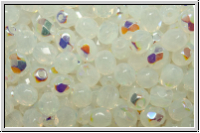 B�hm. Glasschliffperle, feuerpol., 4mm, white, opal, AB, 50 Stk.