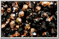 B�hm. Glasschliffperle, feuerpol., 4mm, black, op., half capri gold, 50 Stk.