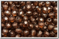 B�hm. Glasschliffperle, feuerpol., 4mm, crystal, trans., half wax brown, 50 Stk.