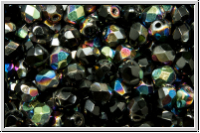 B�hm. Glasschliffperle, feuerpol., 4mm, black, op., half vitrail, 50 Stk.