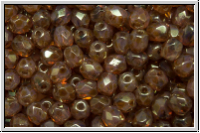 B�hm. Glasschliffperle, feuerpol., 4mm, white, opal, rose gold luster, 50 Stk.
