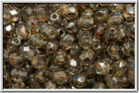 B�hm. Glasschliffperle, feuerpol., 4mm, crystal, trans., dk. picasso, 50 Stk.