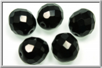 B�hm. Glasschliffperle, feuerpol., 12mm, black, op., 5 Stk.