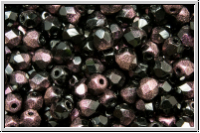 B�hm. Glasschliffperle, feuerpol., 4mm, black, op., half wax wine, 50 Stk.