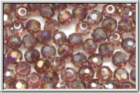 Kristallschliffperle, rund, 3mm, lt. amethyst, galv., 90 Stk.