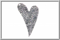 Anh�nger "Floral Engraved Heart" TRINITY BRASS, 17x26mm, antikversilbert, Messing, 1 Stk.