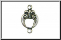 Verbinder "Small Fleur, 2-Ring" TRINITY BRASS, 9x15mm, antikversilbert, Messing, 1 Stk.