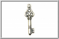 Anh�nger "Key", Trinity Brass, 8x24mm, antikversilbert, Messing, 1 Stk.