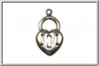 Anh�nger "Heart Lock" TRINITY BRASS, 11x20mm, antikversilbert, Messing, 1 Stk.