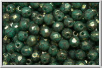 B�hm. Glasschliffperle, feuerpol., 4mm, turquoise, op., lila marbled, 50 Stk.