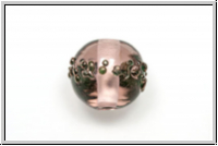 b�hm. Lampenperle, Kugel, 10mm, lt. amethyst, bronzefarbene Sprenkel, 1 Stk.