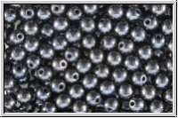 b�hm. Glasperle, rund, 4mm, hematite, met., 50 Stk.