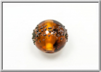b�hm. Lampenperle, Kugel, 10mm, topaz, bronzefarbene Sprenkel, 1 Stk.