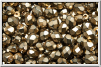 B�hm. Glasschliffperle, feuerpol., 4mm, black, op., heavy metal, light bronze, 50 Stk.
