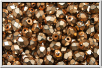 B�hm. Glasschliffperle, feuerpol., 4mm, black, op., heavy metal beige, 50 Stk.