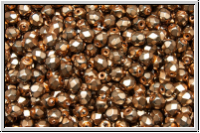B�hm. Glasschliffperle, feuerpol., 3mm, black, op., heavy metal beige, 50 Stk.