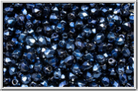 B�hm. Glasschliffperle, feuerpol., 3mm, black, op., heavy metal dk. blue, 50 Stk.