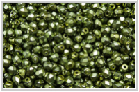 B�hm. Glasschliffperle, feuerpol., 3mm, black, op., heavy metal olivine, 50 Stk.