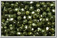 B�hm. Glasschliffperle, feuerpol., 4mm, black, op., heavy metal olivine, 50 Stk.