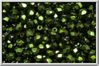B�hm. Glasschliffperle, feuerpol., 4mm, black, op., heavy metal, hunter green, 50 Stk.