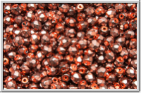 B�hm. Glasschliffperle, feuerpol., 3mm, black, op., heavy metal salmon, 50 Stk.