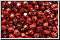 B�hm. Glasschliffperle, feuerpol., 4mm, black, op., heavy metal red, 50 Stk.