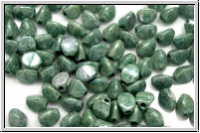 PB-03000-14459, Pinch Beads, 5x3mm, white, op., green marbled, 65 Stk.