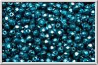 B�hm. Glasschliffperle, feuerpol., 3mm, black, op., heavy metal teal, 50 Stk.