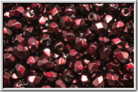 B�hm. Glasschliffperle, feuerpol., 4mm, black, op., heavy metal burgundy, 50 Stk.