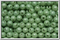 b�hm. Glasperle, rund, 3mm, white, opaque, light green marbled, 50 Stk.