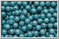 b�hm. Glasperle, rund, 4mm, white, op., blue/grey marbled, 50 Stk.