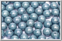 b�hm. Glasperle, rund, 3mm, white, opaque, blue/grey marbled, 50 Stk.