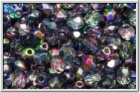 B�hm. Glasschliffperle, feuerpol., 4mm, crystal, trans., magic blue/purple, 50 Stk.