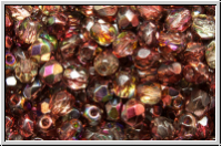 B�hm. Glasschliffperle, feuerpol., 4mm, crystal, trans., magic wine, 50 Stk.
