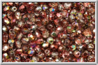 B�hm. Glasschliffperle, feuerpol., 3mm, crystal, trans., magic wine, 50 Stk.