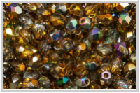 B�hm. Glasschliffperle, feuerpol., 4mm, crystal, trans., magic copper, 50 Stk.